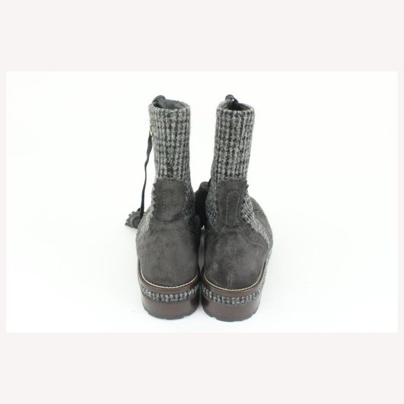 Chanel Size 36 CC Logo Tweed Combat Boots 40cz413s - Picture 10 of 12